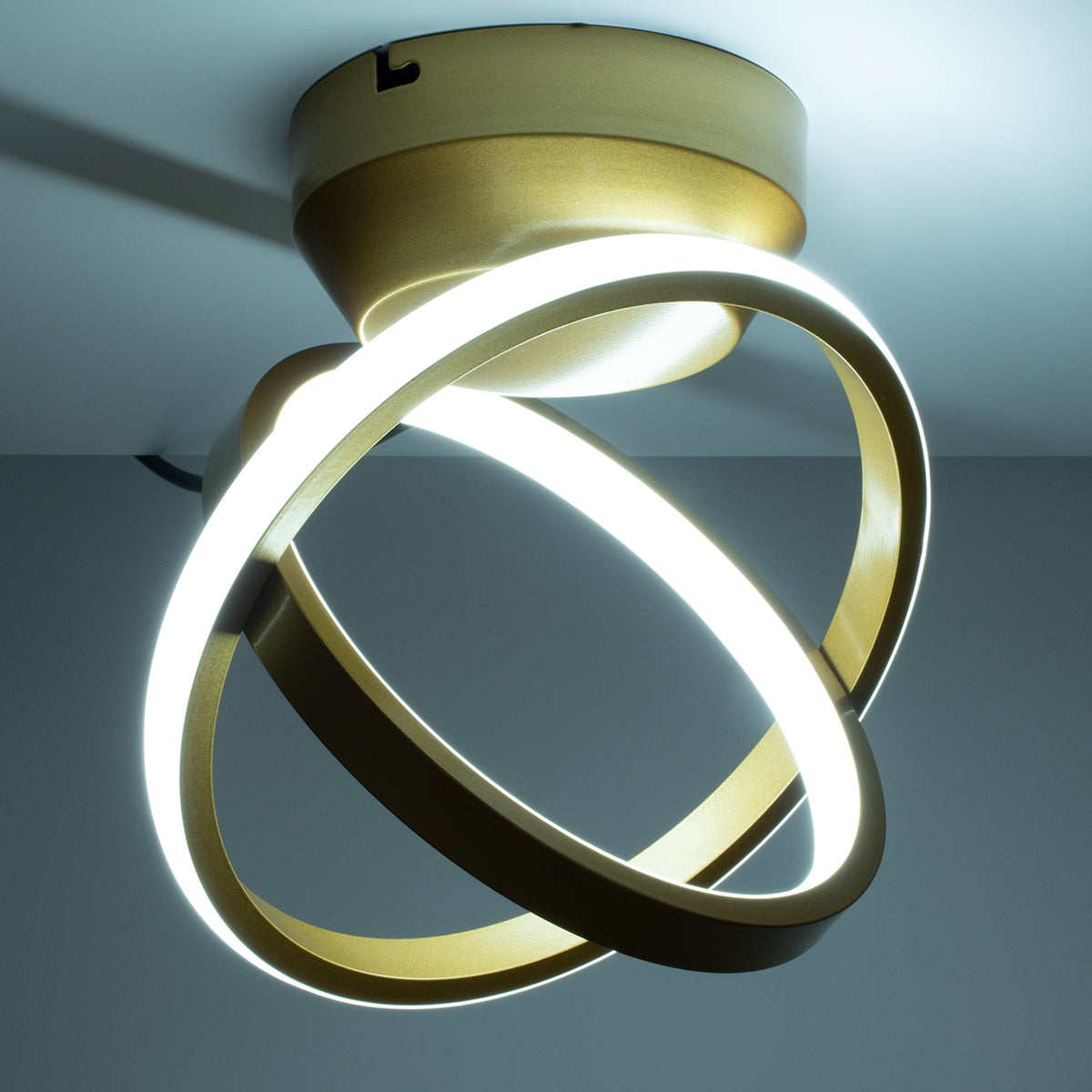 AMELIA 61054 Μοντέρνο Φωτιστικό Οροφής LED 20W 2400lm 300° AC 220-240V IP20 Ρυθμιζόμενο Λευκό CCT με On/Off 2700K/4500K/6000K - Lumileds SMD Chip - Χρυσό Βούρτσας - Μ24.5 x Π16 x Υ25