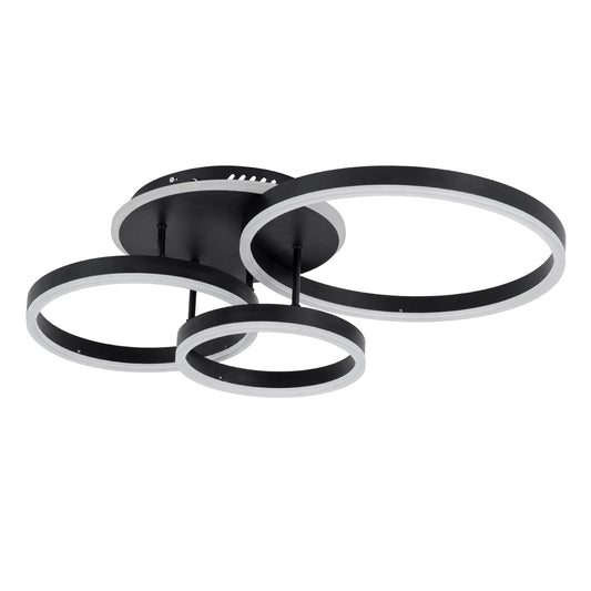 VENOM 61123 Φωτιστικό Οροφής Δαχτυλίδι-Κύκλος LED CCT 100W 12100lm 360° AC 220-240V - Εναλλαγή Φωτισμού μέσω Τηλεχειριστηρίου All In One Ψυχρό 6000k+Φυσικό 4500k+Θερμό 2700k Dimmable Φ25+30+40cm+BackLight - Μαύρο