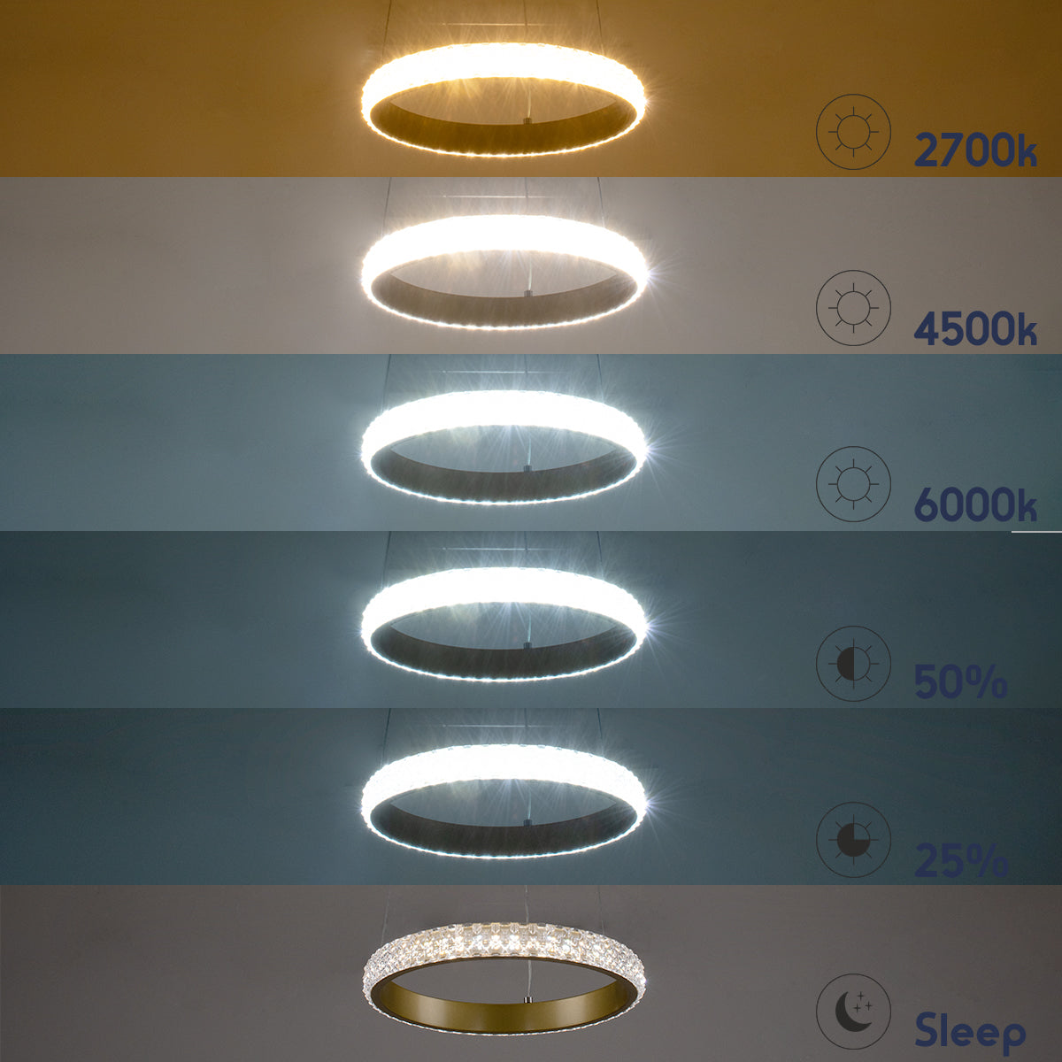 DIAMOND 61131 Μοντέρνο Κρεμαστό Φωτιστικό Οροφής LED 45W 5230lm 360° AC 220-240V IP20 Ρυθμιζόμενο Λευκό CCT με Χειριστήριο από 2700K έως 6000K Dimmable - Lumileds SMD Chip - Χρυσό Βούρτσας - Μ60 x Π60 x Υ3