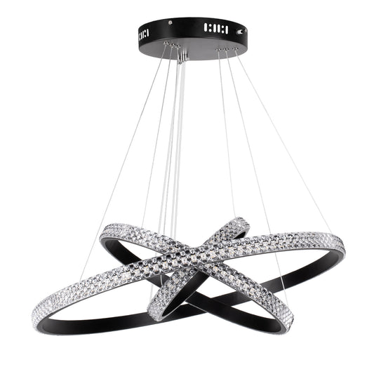 DIAMOND TRIO 61136-DECO Μοντέρνο Κρεμαστό Φωτιστικό Οροφής LED 100W 12123lm 360° AC 220-240V IP20 Ρυθμιζόμενο Λευκό CCT με Χειριστήριο από 2700K έως 6000K Dimmable - Lumileds SMD Chip - Μαύρο - Μ60 x Π60 x Υ90