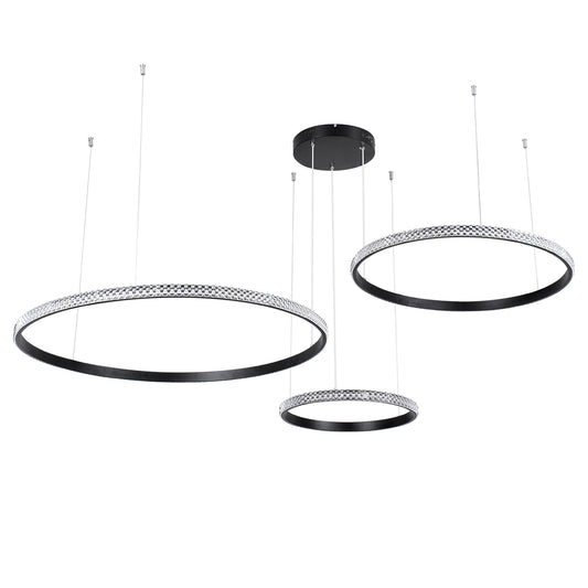 DIAMOND TRIO 61144 Μοντέρνο Κρεμαστό Φωτιστικό Οροφής LED 120W 14723lm 360° AC 220-240V IP20 Ρυθμιζόμενο Λευκό CCT με Χειριστήριο από 2700K έως 6000K Dimmable - Lumileds SMD Chip - Μαυρό Ματ - Μ150 x Π150 x Υ60