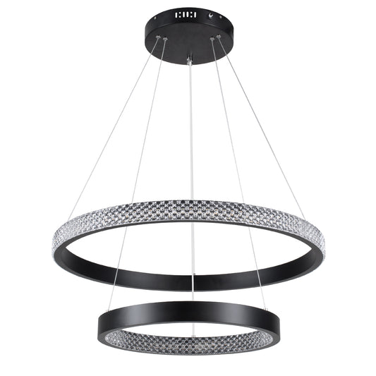 DIAMOND DUO 61150 Μοντέρνο Κρεμαστό Φωτιστικό Οροφής LED 75W 8743lm 360° AC 220-240V IP20 Ρυθμιζόμενο Λευκό CCT με Χειριστήριο από 2700K έως 6000K Dimmable - Lumileds SMD Chip - Μαυρό Ματ - Μ60 x Π60 x Υ40