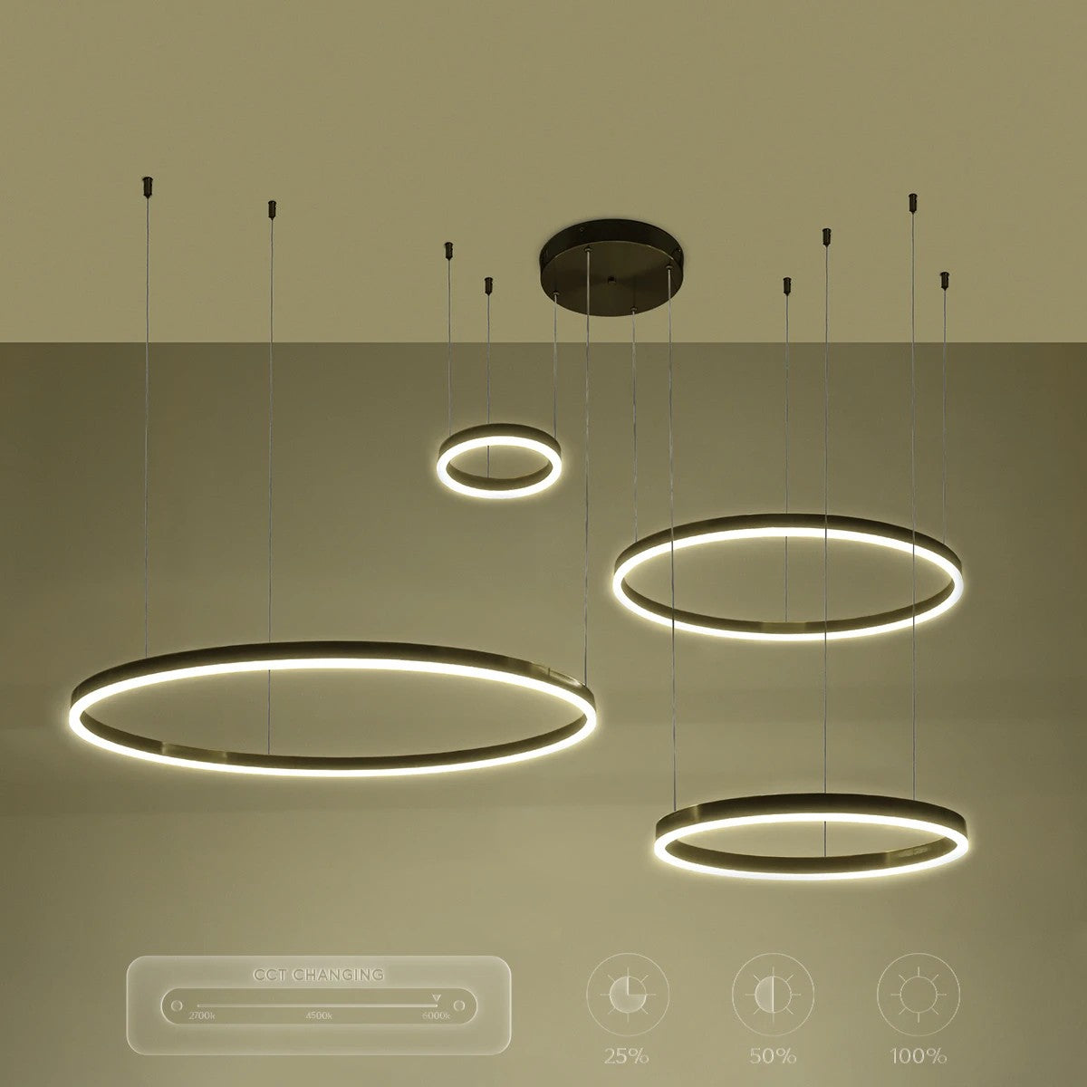 VENOM 61191 Μοντέρνο Κρεμαστό Φωτιστικό Οροφής LED 150W 17659lm 120° AC 220-240V IP20 Ρυθμιζόμενο Λευκό CCT με Χειριστήριο από 2700K έως 6000K Dimmable - Lumileds SMD Chip - Μαύρο Ματ - Μ150 x Π90 x Υ60