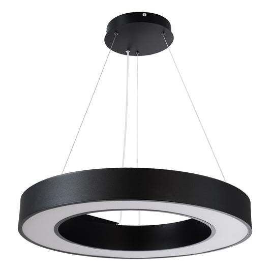 RA 61194 Κρεμαστό Φωτιστικό Δαχτυλίδι-Κύκλος LED CCT 67W 7370lm 120° AC 220-240V - Εναλλαγή Φωτισμού μέσω Τηλεχειριστηρίου All In One Ψυχρό 6000k+Φυσικό 4500k+Θερμό 2700k Dimmable Φ60cm - Μαύρο