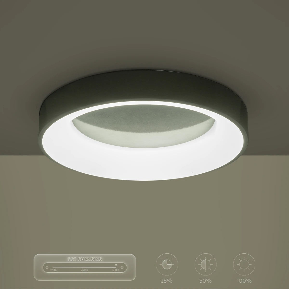 SALEM 61234 Μοντέρνο Φωτιστικό Οροφής LED 75W 8625lm 120° AC 220-240V IP20 Ρυθμιζόμενο Λευκό CCT με Χειριστήριο από 2700K έως 6000K Dimmable - Lumileds SMD Chip - Γκρι - Μ45 x Π45 x Υ9