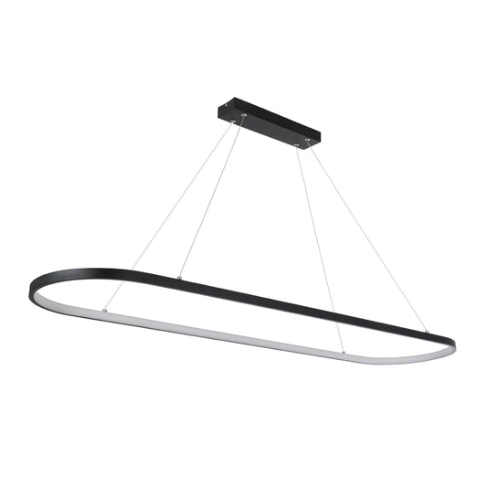 BOLIVAR 61271 Μοντέρνο Κρεμαστό Φωτιστικό Οροφής LED 54W 6210lm 360° AC 220-240V IP20 Ρυθμιζόμενο Λευκό CCT με Χειριστήριο από 2700K έως 6000K Dimmable - Lumileds SMD Chip - Μαύρο Ματ - Μ120 x Π30 x Υ2