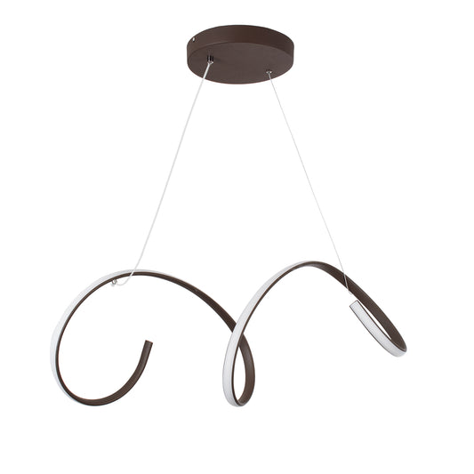 SPIRALE 61287 Μοντέρνο Κρεμαστό Φωτιστικό Οροφής LED 75W 8400lm 300° AC 220-240V IP20 Ρυθμιζόμενο Λευκό CCT με Χειριστήριο από 2700K έως 6000K Dimmable - Lumileds SMD Chip - Καφέ Ματ - Μ72 x Π25 x Υ30