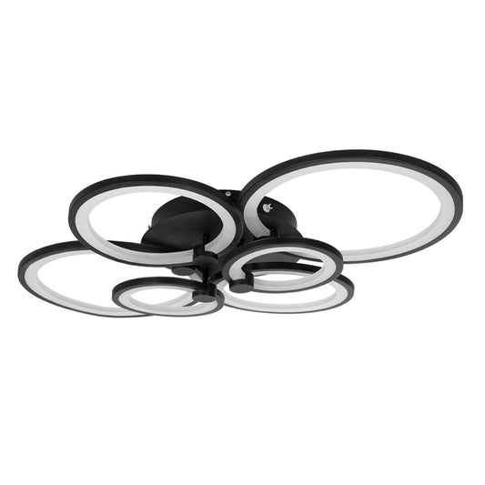 ROYAL-R 61323 Φωτιστικό Οροφής Design LED CCT 135W 16200lm 360° AC 220-240V - Εναλλαγή Φωτισμού μέσω Τηλεχειριστηρίου All In One Ψυχρό 6000k+Φυσικό 4500k+Θερμό 2700k Dimmable Μ80.5 x Π59 x Υ12cm - Μαύρο