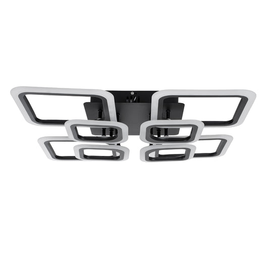 ROYAL-S 61325 Φωτιστικό Οροφής Design LED CCT 135W 16200lm 360° AC 220-240V - Εναλλαγή Φωτισμού μέσω Τηλεχειριστηρίου All In One Ψυχρό 6000k+Φυσικό 4500k+Θερμό 2700k Dimmable Μ58.5 x Π58.5 x Υ12cm - Μαύρο