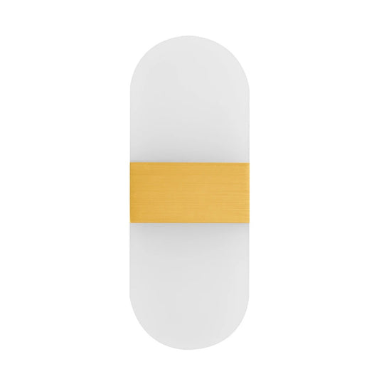 RARE 61338 Μοντέρνο Φωτιστικό Τοίχου - Απλίκα LED 5W 600lm 180° AC 220-240V IP20 Ρυθμιζόμενο Λευκό CCT με On/Off 2700K/4500K/6000K - Lumileds SMD Chip - Χρυσό Βούρτσας - Μ10 x Π4 x Υ27