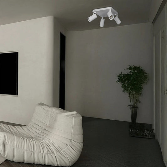 SPOTA KLV-101-0147 Κινούμενο Φωτιστικό Σποτ Οροφής για 4 Λάμπες MR16 με Ντουί GU10 AC 220-240V IP20 - Λευκό Ματ - Μ26 x Π26 x Υ14