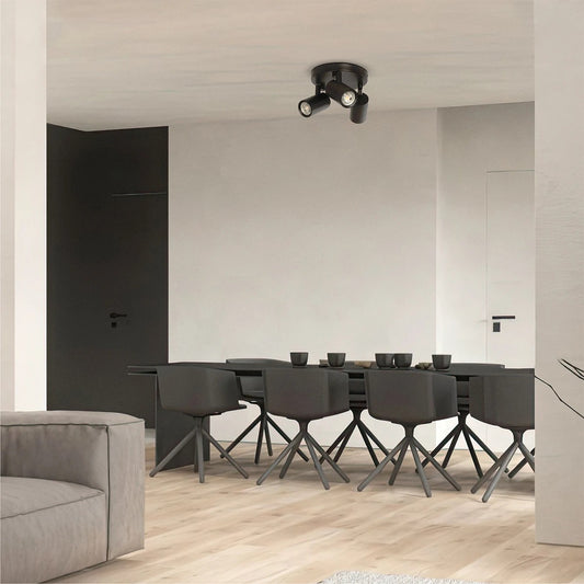 SPOTA KLV-101-0144 Κινούμενο Φωτιστικό Σποτ Οροφής για 3 Λάμπες MR16 με Ντουί GU10 AC 220-240V IP20 - Μαύρο Ματ - Μ19 x Π19 x Υ14