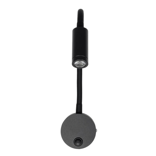GOOSE 61690 Φωτιστικό Τοίχου - Απλίκα LED 3W 300lm 36° AC 220-240V IP20 - Reading Light - Θερμό Λευκό 2700K Μαύρο Αλουμίνιο - Μ6.5 x Π22.5 x Υ23cm