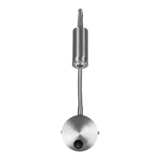GOOSE 61691 Φωτιστικό Τοίχου - Απλίκα LED 3W 300lm 36° AC 220-240V IP20 - Reading Light - Θερμό Λευκό 2700K Ασημί Αλουμίνιο - Μ6.5 x Π22.5 x Υ23cm