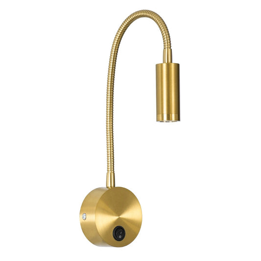 GOOSE 61692 Μοντέρνο Φωτιστικό Τοίχου - Απλίκα Ξενοδοχείου Reading Light LED 3W 300lm 36° AC 220-240V IP20 Θερμό Λευκό 2700K - CREE XPE Chip & TÜV SÜD Driver - Χρυσό Βούρτσας - Μ6.5 x Π15 xΥ24.5