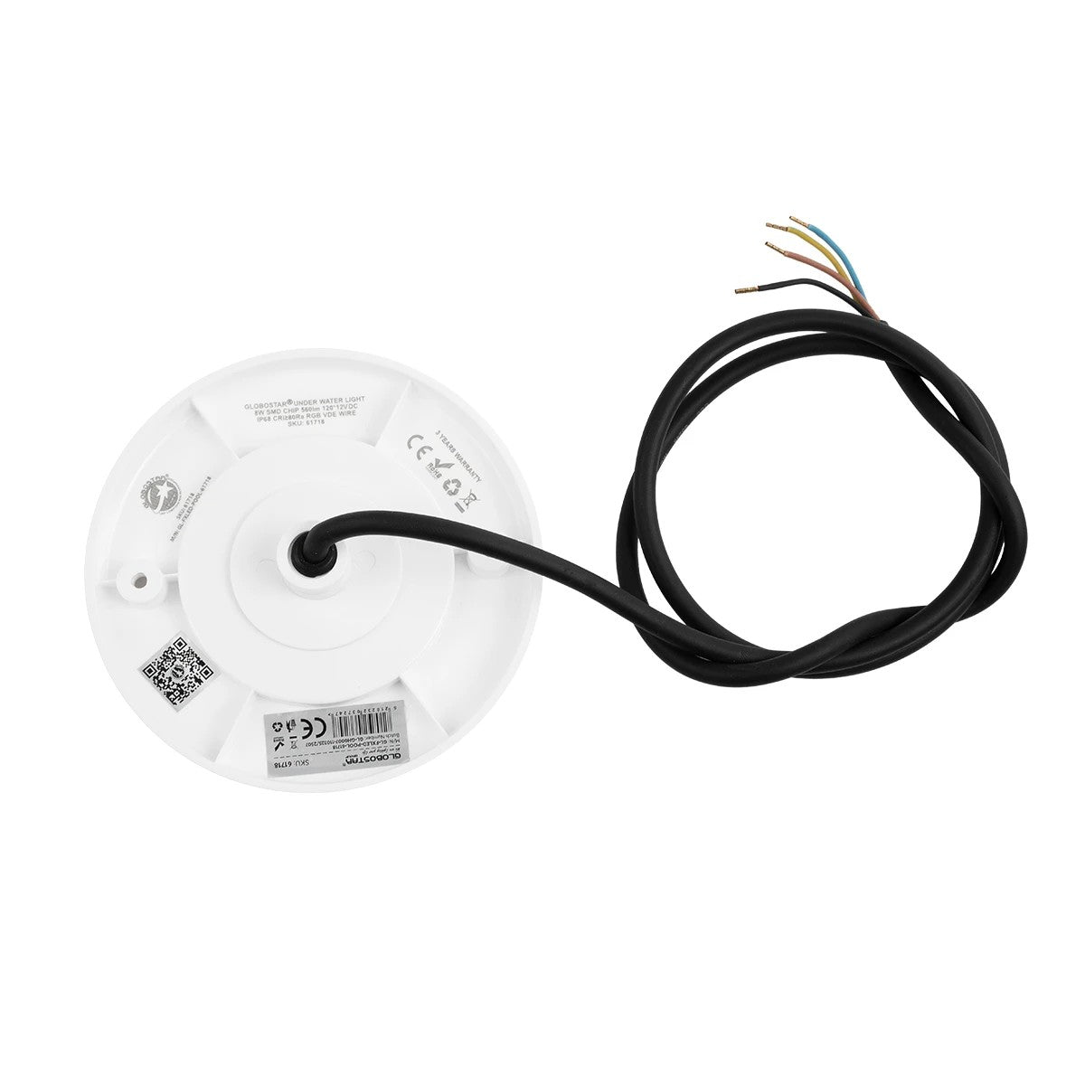 POOLARTY 61718 Υποβρύχιο Φωτιστικό για Σιντριβάνια/Πισίνες LED 8W 560lm 120° DC 12V Αδιάβροχο IP68 RGB Dimmable - Bridgelux SMD Chip - 1m VDE Rubber Καλώδιο - Μ13 x Π13 x Υ2