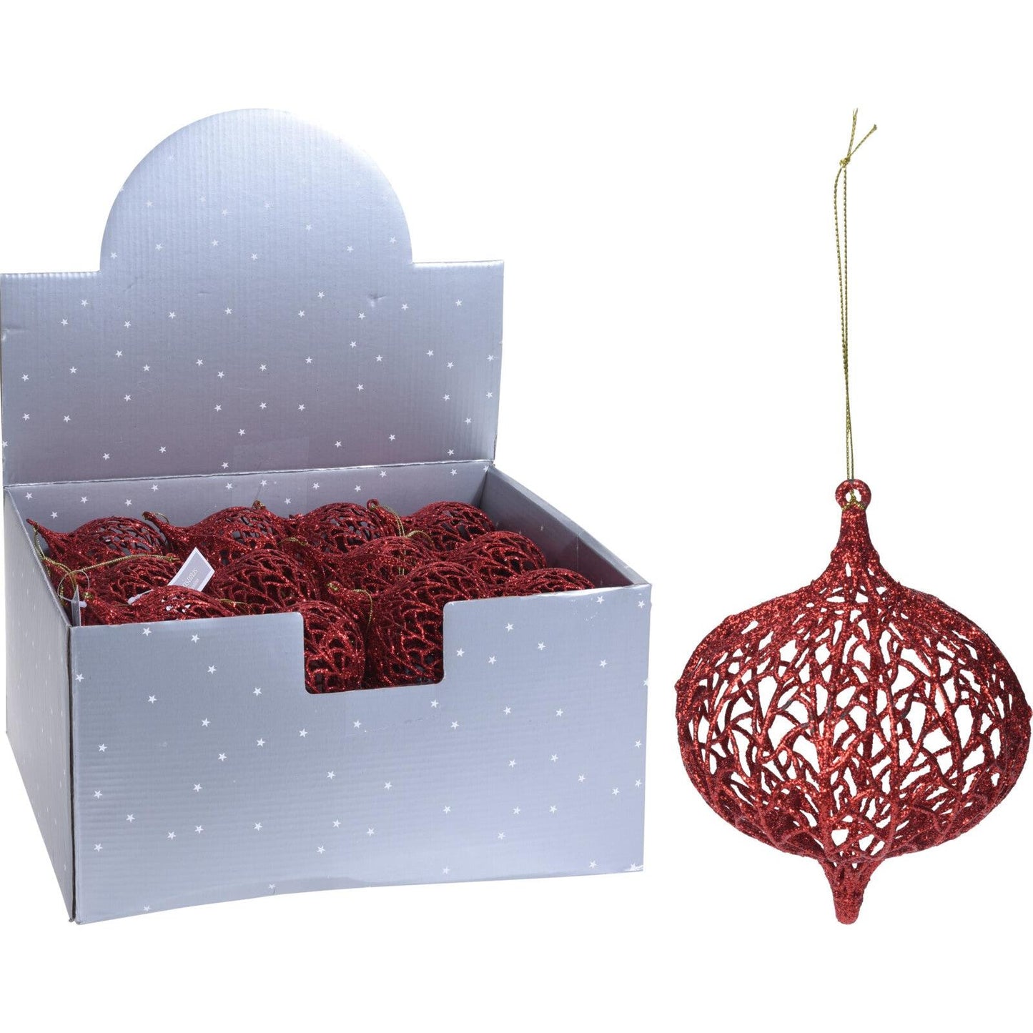 Στολίδι Δέντρου με Glitter Κόκκινο 9εκ