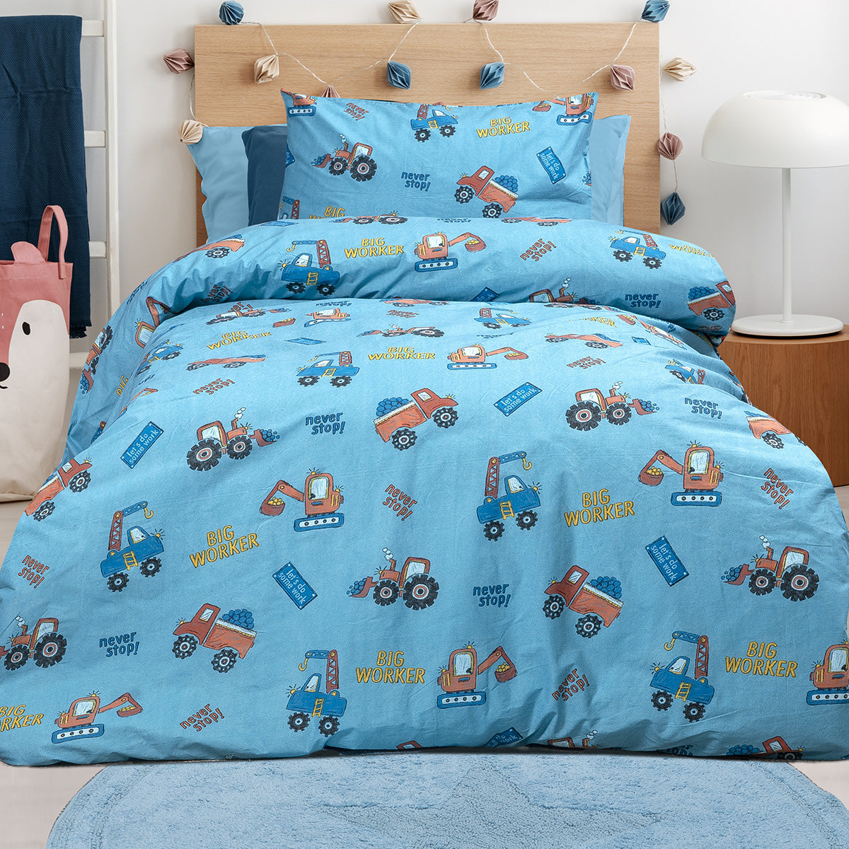 Σετ Σεντόνια Μονά με Λάστιχο Factory Art 6216 100x200+30εκ Γαλάζιο