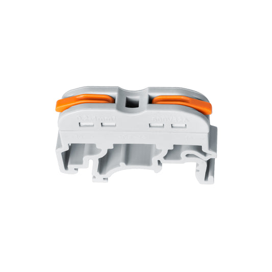 FAST-CONNECT 69904 Μονή Κλέμα Ράγας Ταχείας Σύνδεσης & Διακλάδωσης Καλωδίων για Ηλεκτρολογικούς Πίνακες - 1 x Είσοδος & 1 x Έξοδος με Συμβατή Διατομή Καλωδίων 0.2mm² έως 4mm² - 600V 32A Max - Μ4.5 x Π1 x Υ3.2cm - Γκρι & Πορτοκαλί - Πακέτο 10 Τεμαχίων