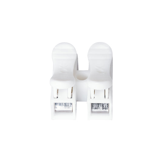 FAST-CONNECT 69905 Διπλή Κλέμα Ταχείας Σύνδεσης & Διακλάδωσης Καλωδίων - 2 x Είσοδοι & 2 x Έξοδοι με Συμβατή Διατομή Καλωδίων 0.2mm² έως 1mm² - 250V 2A Max - Μ2 x Π1.7 x Υ1.3cm - Λευκό - Πακέτο 20 Τεμαχίων