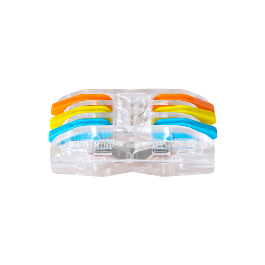 FAST-CONNECT 69908 Τριπλή Κλέμα Ταχείας Σύνδεσης & Διακλάδωσης Καλωδίων - 3 x Είσοδοι & 3 x Έξοδοι με Συμβατή Διατομή Καλωδίων 0.08mm² έως 2.5mm² - 250V/4KV 32A Max - Μ4 x Π4 x Υ1.5cm - Διάφανο με Πορτοκαλί, Κίτρινο & Μπλε - Πακέτο 5 Τεμαχίων