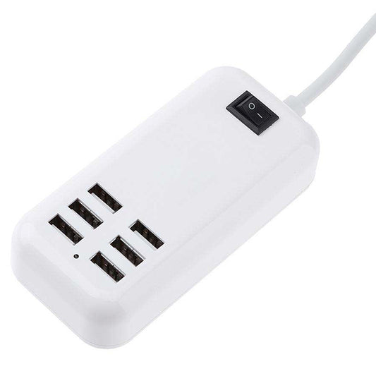 Φορτιστής USB 6 Θέσεων με ON / OFF Διακόπτη 4A 20 Watt 5V DC Λευκός 69998
