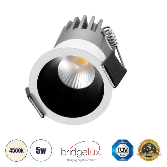 MICRO-S 60234 Χωνευτό LED Spot Downlight TrimLess Φ4cm 5W 650lm 38° AC 220-240V IP20 Φ4 x Υ5.9cm - Στρόγγυλο - Λευκό με Μαύρο Κάτοπτρο - Φυσικό Λευκό 4500K - Bridgelux COB