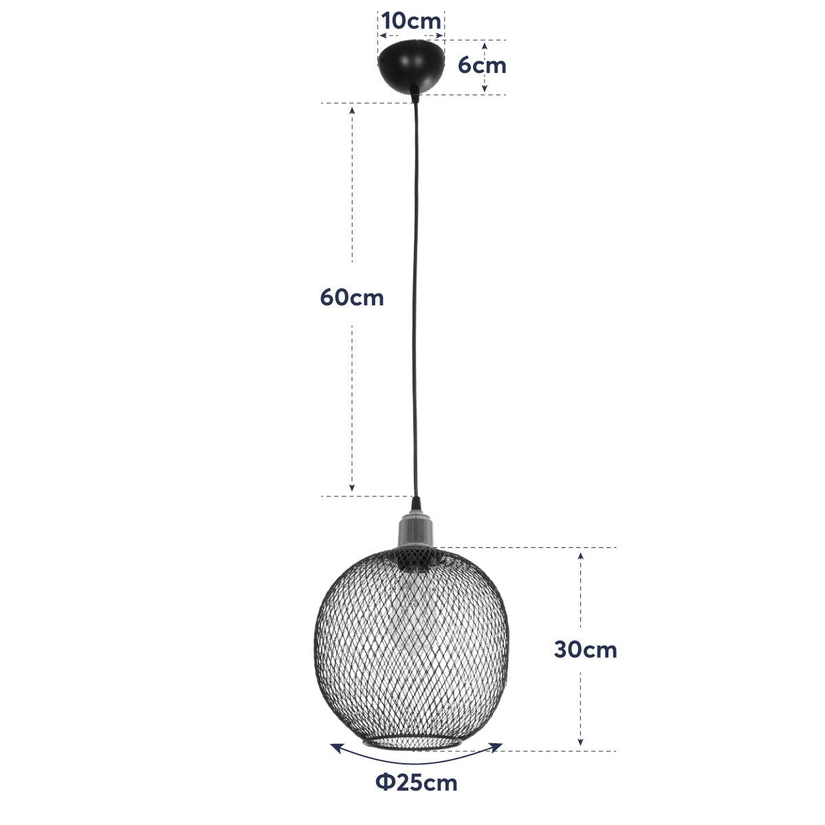 WIRE 203-0004 Μοντέρνο Κρεμαστό Φωτιστικό Οροφής με Ντουί 1 x E27 AC 220-240V IP20 - Μαύρο & Χάλκινο - Μ25 x Π25 x Υ30