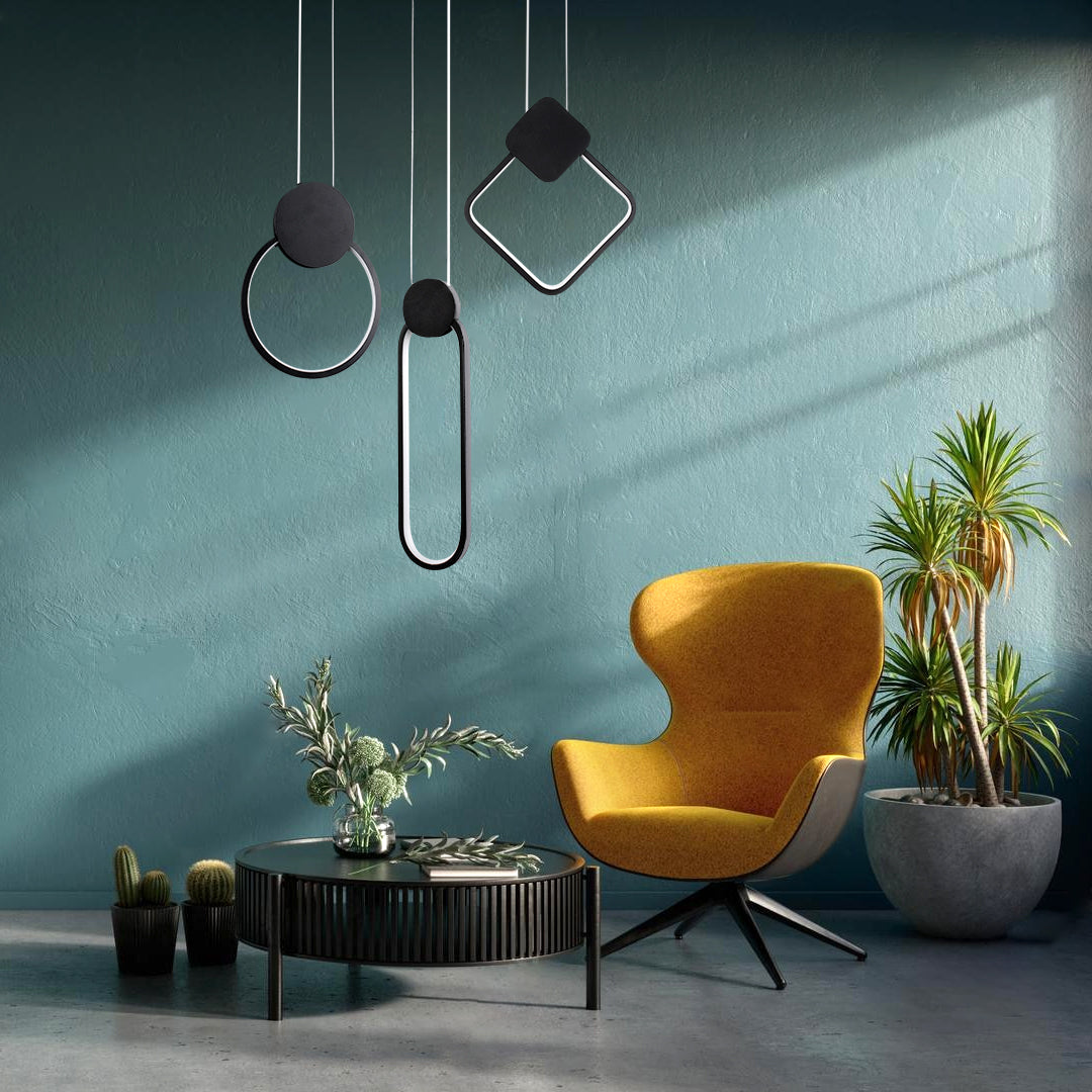 MARY 61082 Κρεμαστό Φωτιστικό Οροφής Design LED CCT 12W 1440lm 300° AC 220-240V - Εναλλαγή Φωτισμού μέσω Διακόπτη On/Off All In One Ψυχρό 6000k+Φυσικό 4500k+Θερμό 2700k Μ20 x Π2.3 x Υ28.5cm - Μαύρο