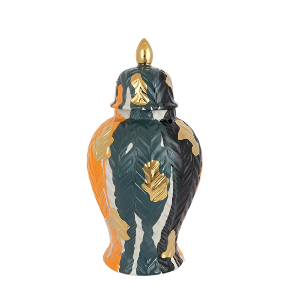 ΒΑΖΟ ΜΕ ΚΑΠΑΚΙ ΚΕΡΑΜΙΚΟ TEΡΡΑΚΟΤΤΑ-ΣΚΟΥΡΟ ΠΡΑΣΙΝΟ-ΧΡΥΣΟ 23x23x45