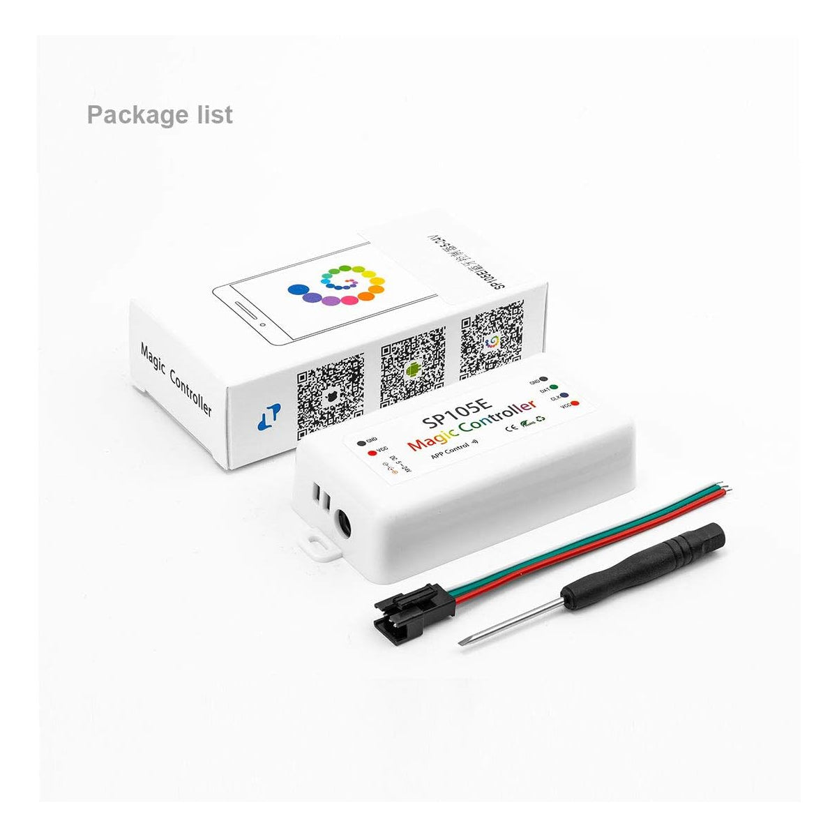 SP105E 70039 WiFi 2.4G Ψηφιακός Pixel Addressable Controller DC 5-12-24V IP20 - WiFi 2.4G - SPI/TTL Protocol 2048 IC - Μ8.5 x Π4.5 x Υ2.2