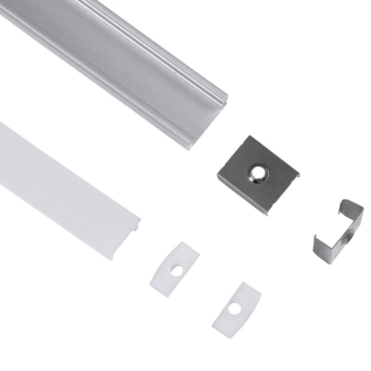 SURFACE-PROFILE 70805-1M Προφίλ Αλουμινίου - Βάση & Ψύκτρα Ταινίας LED με Λευκό Γαλακτερό Κάλυμμα - Επιφανειακή Χρήση - Πατητό Κάλυμμα - Ασημί - 1 Μέτρο - Μ100 x Π1.6 x Υ0.7cm