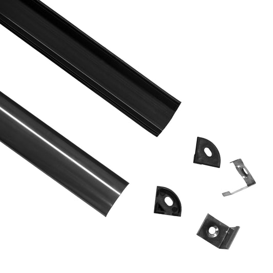 ALP-CORNER LINEO 70816-3M Επιφανειακό Γωνιακό Προφίλ Αλουμινίου με Μαύρο Φιμέ Πατητό Κάλυμμα για Ταινίες LED IP20 - Μαύρο - Μ300 x Π1.6 x Υ1.6 - Πακέτο 5 Τεμαχίων