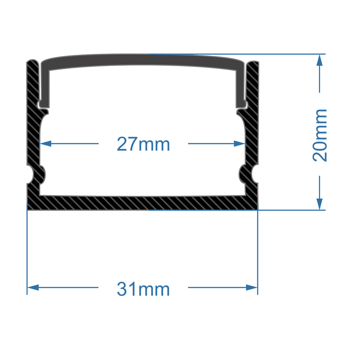 ALP-LINEAR VEXTA 70825-3M Επιφανειακό Προφίλ Αλουμινίου με Λευκό Γαλακτερό Πατητό Κάλυμμα για Ταινίες LED IP20 - Μαύρο & Λευκό - Μ300 x Π3 x Υ2 - Πακέτο 5 Τεμαχίων