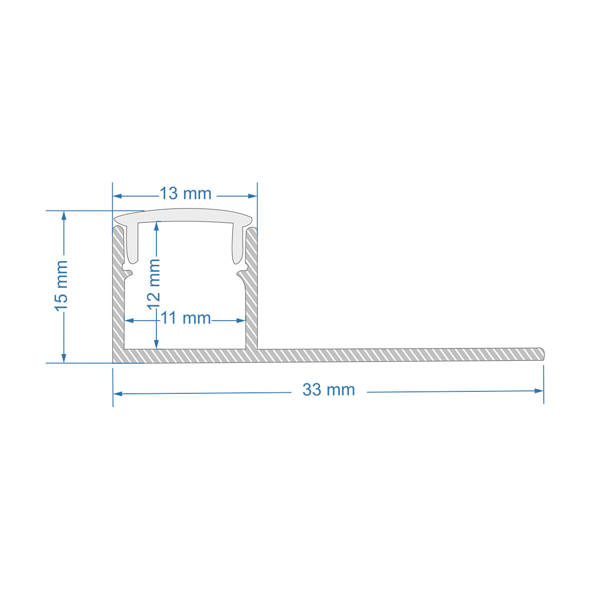 ALP-PLASTERIN GYPSO 70834-3M Χωνευτό Τερματικό Προφίλ Αλουμινίου Ειδικό για Γυψοσανίδα με Λευκό Γαλακτερό Πατητό Κάλυμμα για Ταινίες LED IP20 - Ασημί & Λευκό - Μ300 x Π3.3 x Υ1.5 - Πακέτο 5 Τεμαχίων