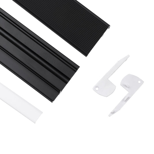 ALP-STEP-GRIP STAIR 70841-2M Επιφανειακό Προφίλ Αλουμινίου Ειδικό για Φωτισμό Σκαλοπατιού με Λευκό Γαλακτερό Πατητό Κάλυμμα για Ταινίες LED IP20 - Μαύρο & Λευκό - Μ200 x Π6 x Υ2.1