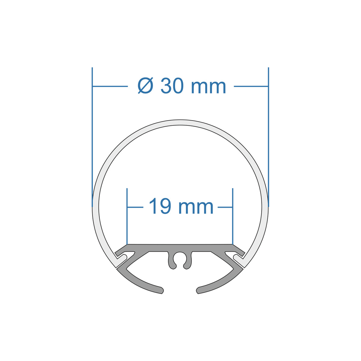 ALP-ROUND TUBIT 70853-3M Επιφανειακό & Κρεμαστό Προφίλ Αλουμινίου με Λευκό Γαλακτερό Πατητό Κάλυμμα για Ταινίες LED IP20 - Ασημί & Λευκό - Μ300 x Π3 x Υ3