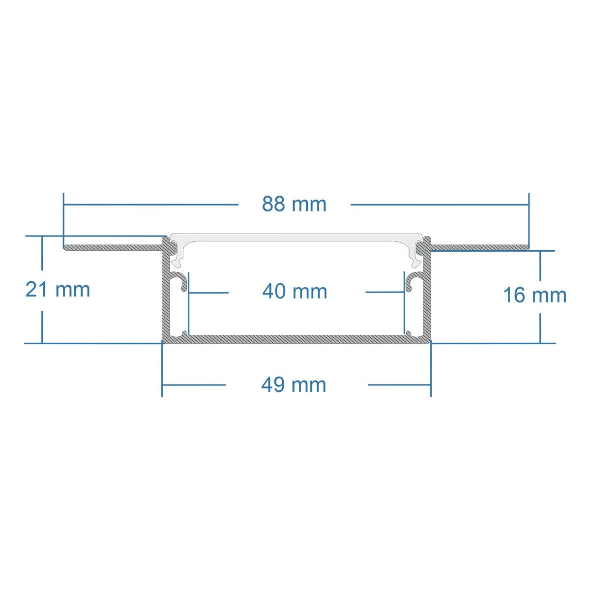 ALP-PLASTERIN GYPSO 70862-1M Χωνευτό Προφίλ Αλουμινίου Ειδικό για Γυψοσανίδα με Λευκό Γαλακτερό Πατητό Κάλυμμα για Ταινίες LED IP20 - Ασημί & Λευκό - Μ100 x Π8.8 x Υ2