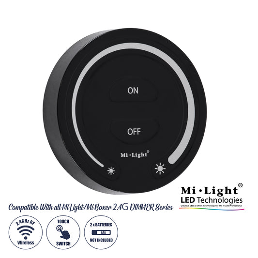 71403 FUT087-B Mi-Light Ασύρματο Χειριστήριο Αφής RF 2.4Ghz για όλα τα Μονόχρωμα Mi-BOXER Controller DC 3V 2 x AAA - IP20 Μαύρο Φ8 x Υ1.8cm