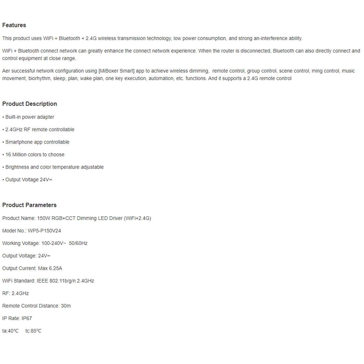71442 WP3-P150V24 Mi-BOXER DC Smart Wifi & RF 2.4Ghz Power Supply Τροφοδοτικό SELV & Controller / Dimmer All in One 3 Καναλιών AC100-240V σε DC 24V 3 x 2.1A 50W - Max 6.25A 150W - Αδιάβροχο IP67 RGB Μ22.5 x Π7.3 x Υ3.5cm