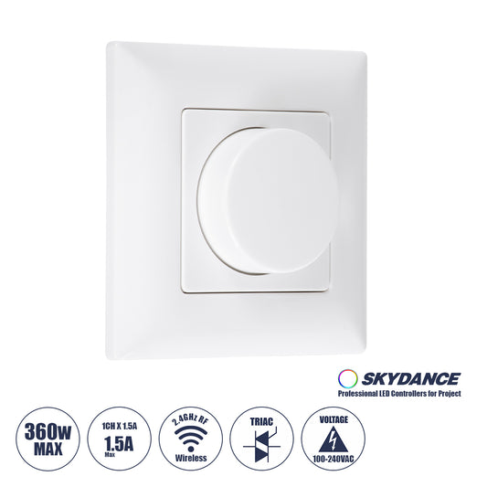 71456 KS SKYDANCE AC Smart RF 2.4Ghz & Ροοστάτη Triac Dimming AC100-240V σε AC100-240V 1 x 1.5A 360W - Max 1.5A 360W - IP20 - Λευκό Σώμα - Μ8.5 x Π8.5 x Υ5.2cm