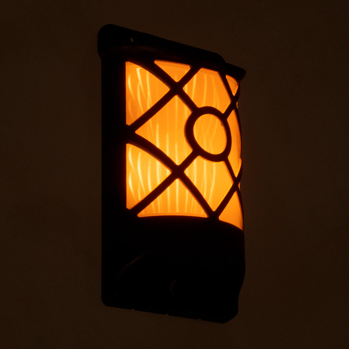 71457 Αυτόνομο Ηλιακό Φωτιστικό Τοίχου Μαύρο LED SMD 3W 90lm με Ενσωματωμένη Μπαταρία 300mAh - Εφέ Φλόγας Flame Effect - Φωτοβολταϊκό Πάνελ με Αισθητήρα Ημέρας-Νύχτας IP65 Θερμό Λευκό 2200K