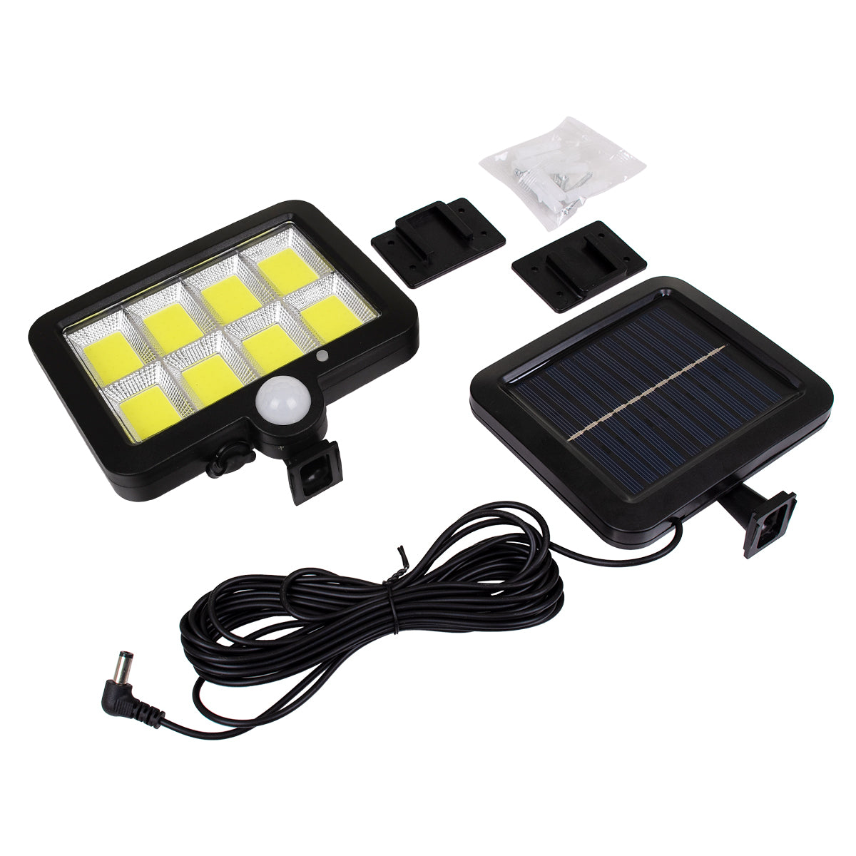 71464 Αυτόνομος Ηλιακός Προβολέας LED 160 8 x COB 40W 2000lm με Ενσωματωμένη Μπαταρία 2400mAh - Φωτοβολταϊκό Πάνελ με Αισθητήρα Ημέρας-Νύχτας - PIR Αισθητήρα Κίνησης Αδιάβροχο IP65 Ψυχρό Λευκό 6000K