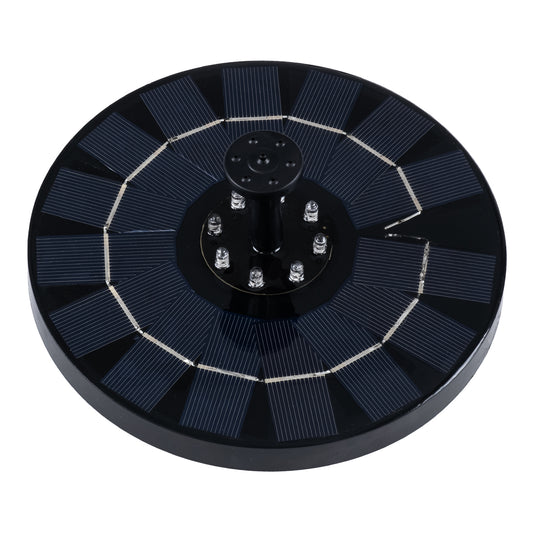 FOUNTAIN 71531 Διακοσμητικό Συντριβάνι LED 3W 120lm 120° DC 5V με Φωτοβολταϊκό Panel 5V 0.2W & Επαναφορτιζόμενη Μπαταρία Li-ion 3.2V 1500mAh Αδιάβροχο IP68 Θερμό Λευκό 2700K - Sanan Diode Chip - Μαύρο - 4 Μπέκ Ψεκασμού - Μ18 x Π18 x Υ8