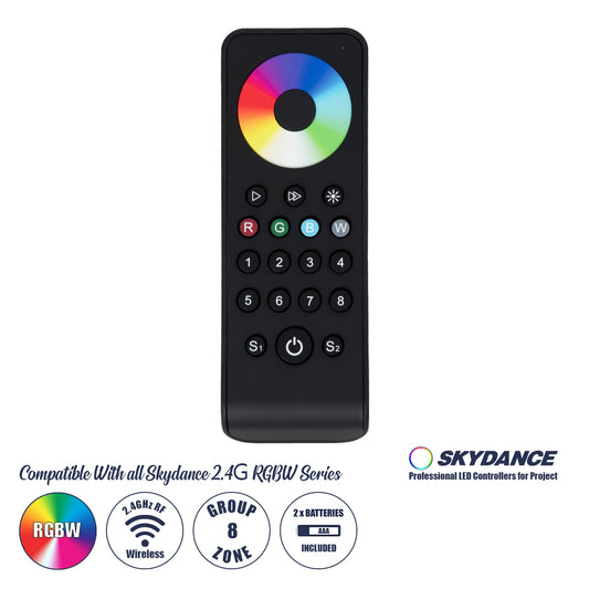 71574 RS8 SKYDANCE Ασύρματο Χειριστήριο Αφής RF 2.4Ghz 8 Group για όλα τα RGB/RGBW SKYDANCE Controller DC 3V 2 x AAA - IP20 Μαύρο Μ14 x Π5 x Υ1.9cm