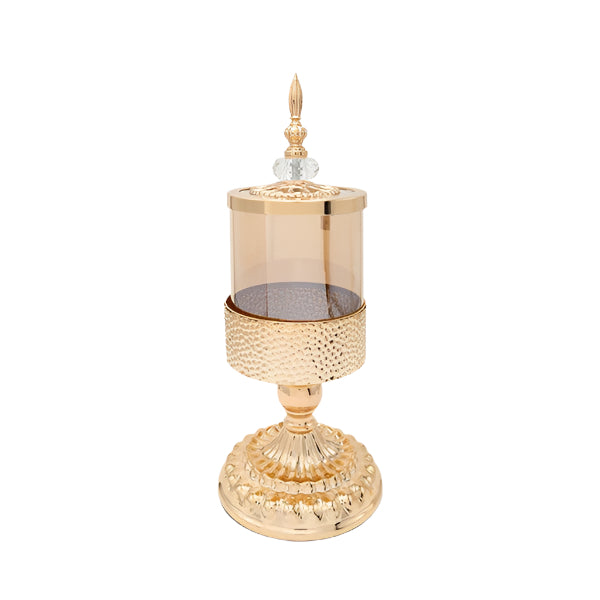 ΔΟΧΕΙΟ ΜΕ ΚΑΠΑΚΙ ΜΕΤΑΛΛΟ-ΓΥΑΛΙ ΧΡΥΣΟ 15x15x40