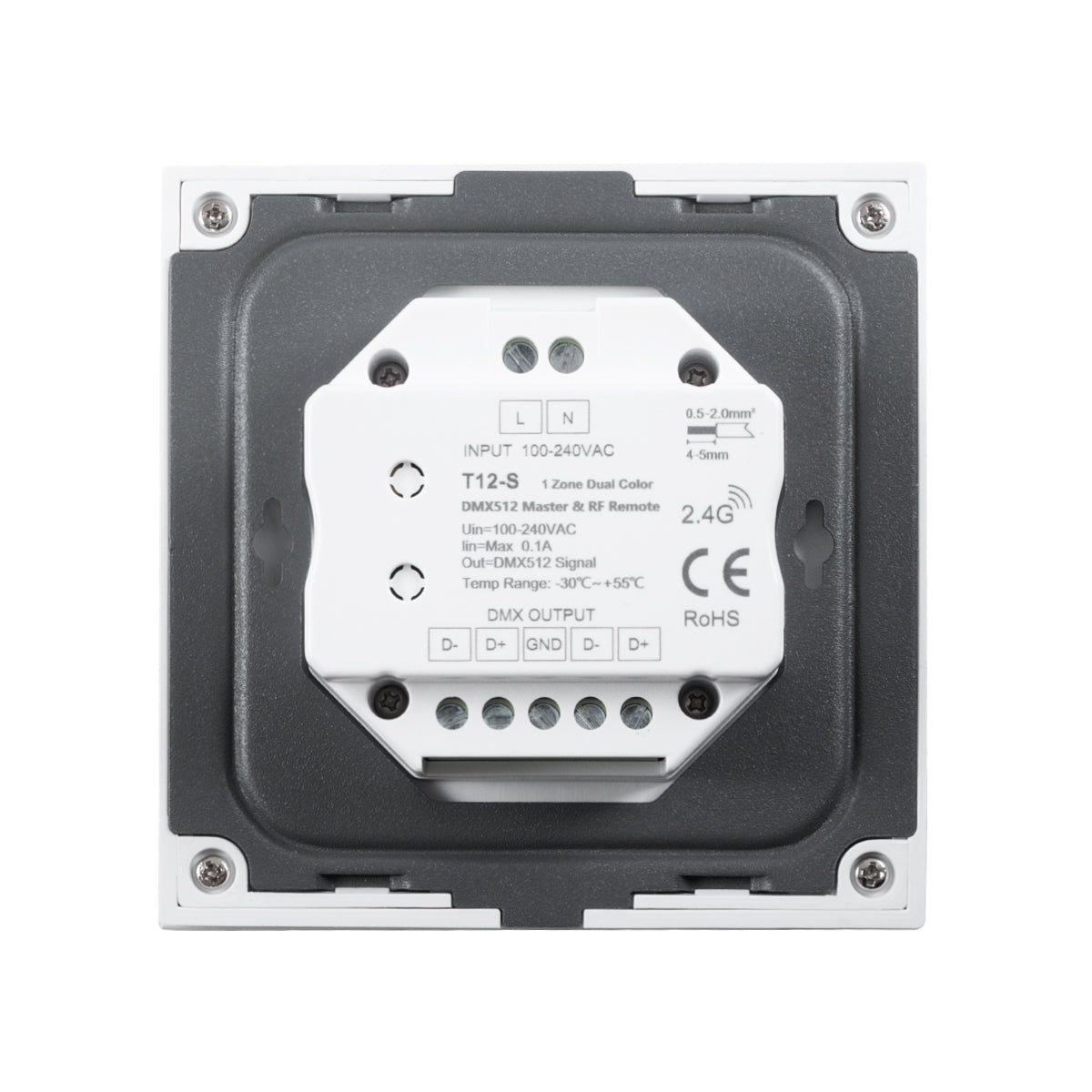 73151 T12-S SKYDANCE Ασύρματο DMX512 Επιτοίχιο Χειριστήριο RF 2.4Ghz 1 Group για όλα τα SKYDANCE DMX512 Controller AC 100-240V Max 0.1A - IP20 Μ8.5 x Μ8.5 x Π8.5 x Υ3.5cm