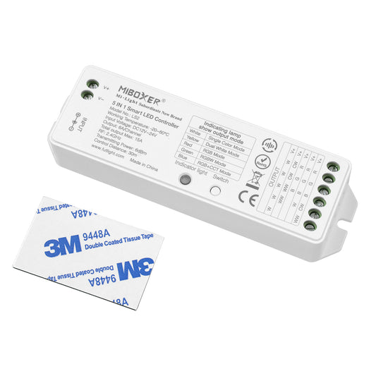 73422 LS2 Mi-BOXER DC RF 2.4Ghz 5 in 1 Dimmer High Speed Controller / Dimmer 5 Καναλιών DC 12-24V 5 x 3A 72W - Max 15A 360W - IP20 RGBW+WW Μ13 x Π5 x Υ2.5cm