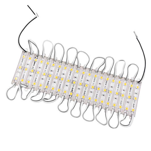MODULARI 73702 Module LED 0.8W 70lm 120° DC 12V Αδιάβροχο IP66 3 x SMD5050 Chip Θερμό Λευκό 2700K Dimmable - Μ8.7 x Π1.3 x Υ0.5 - Πακέτο 20 Τεμαχίων