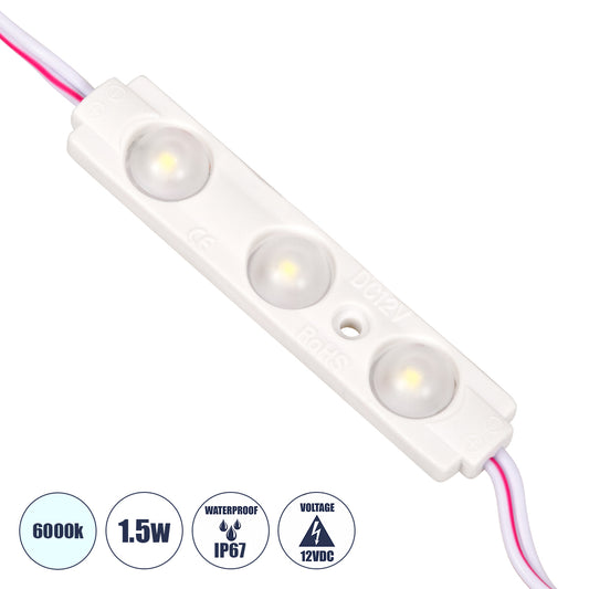 MODULOMI 73707 Module LED 1.5W 180lm 120° DC 12V Αδιάβροχο IP65 3 x SMD5730 Chip Ψυχρό Λευκό 6000K Dimmable - Μ6.9 x Π1.3 x Υ0.8 - Πακέτο 20 Τεμαχίων